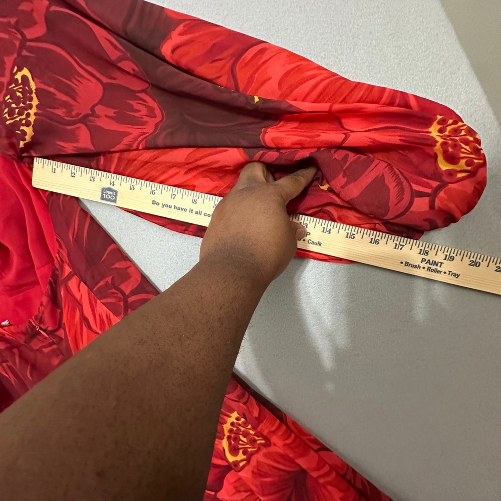 La DoubleJ Eve Open-Back Maxi Dress Red Floral Print Silk Chiffon Made in Italy - Picture 11 of 14